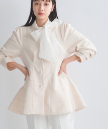 1576美品 シソラス パール付きノーカラージャケット オフホワイト S セール】高身長 ノーカラージャケット（トールサイズ）muguet
