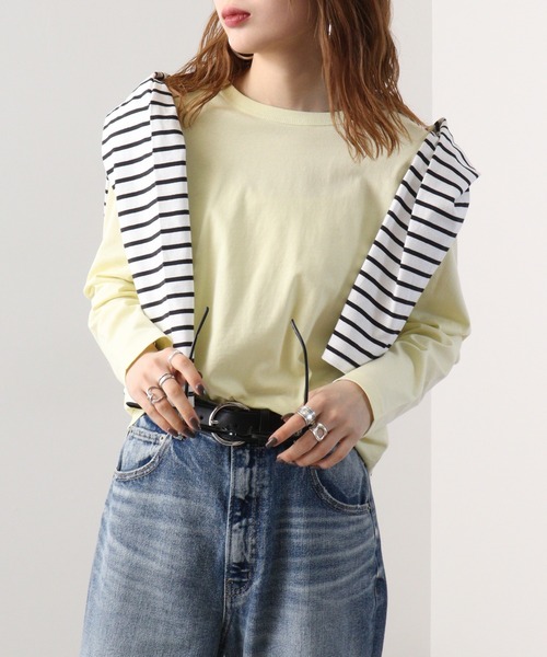 FUNALIVE(ファンアライブ)の「PAGE ONE USAコットン長袖Tシャツ(Tシャツ/カットソー・レディース・グレイッシュベージュ/ミント/イエロー/オフホワイト/ブラック・LL/L/M)」の20枚目の写真