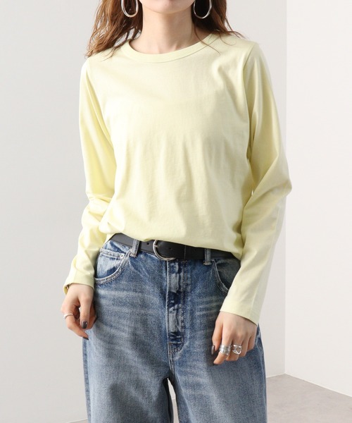 FUNALIVE(ファンアライブ)の「PAGE ONE USAコットン長袖Tシャツ(Tシャツ/カットソー・レディース・グレイッシュベージュ/ミント/イエロー/オフホワイト/ブラック・LL/L/M)」の21枚目の写真