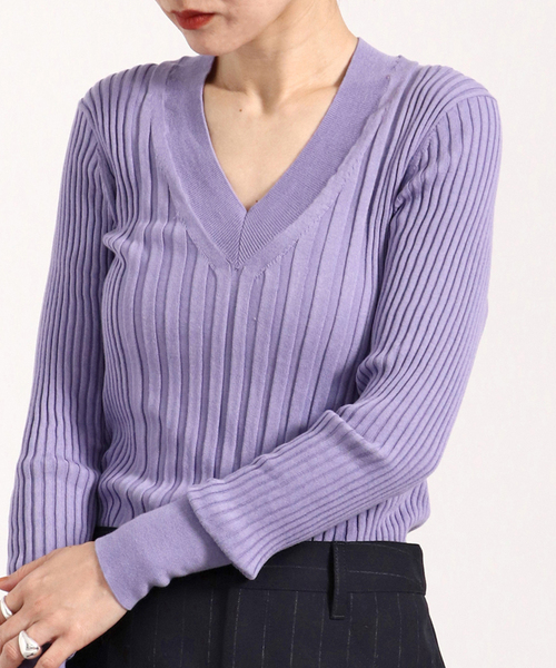 【VERMEIL par iena】22AW 美品　Vネック天竺プルオーバー VERMEIL par iena】22AW 美品 Vネック天竺プルオーバー