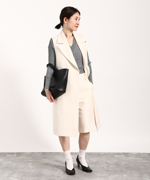 イタリア糸 リブVネックプルオーバー（ニット/セーター）｜VERMEIL par