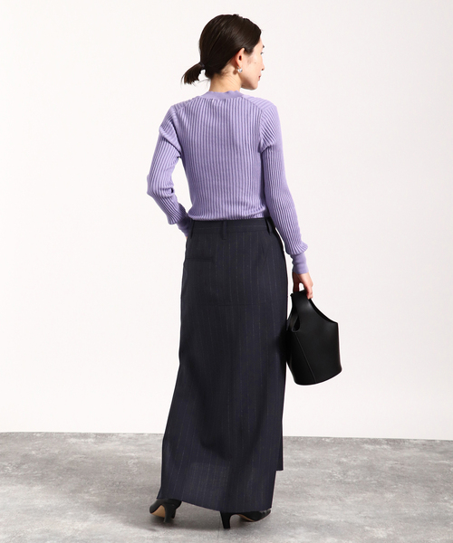 VERMEIL par iena（ヴェルメイユパーイエナ）の「イタリア糸 リブVネックプルオーバー（ニット/セーター・レディース・グレー/ベージュ/ネイビー/ラベンダー/ブラウン/イエロー・FREE）」の17枚目の写真