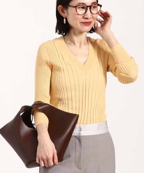 イタリア糸 リブVネックプルオーバー（ニット/セーター）｜VERMEIL par