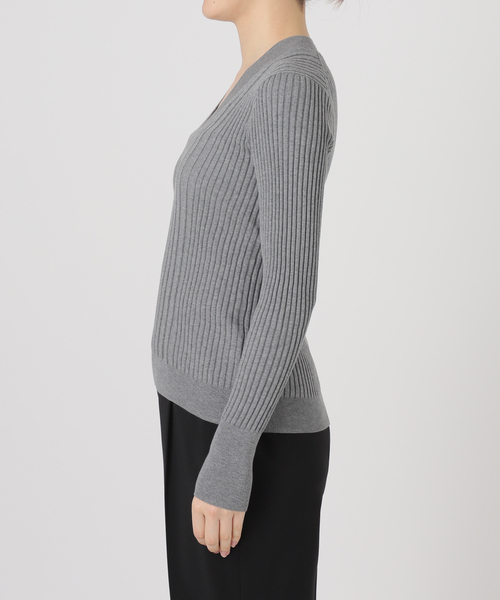 イタリア糸 リブVネックプルオーバー（ニット/セーター）｜VERMEIL par