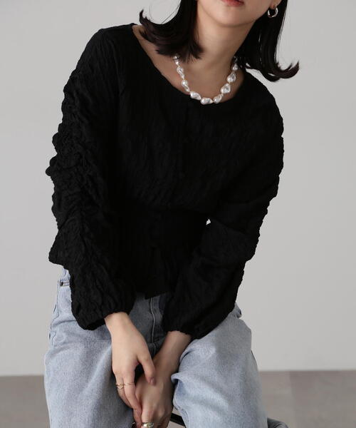 FREE'S MART（フリーズマート）の「前後2WAYぽこぽこブラウスカーディガン（カーディガン/ボレロ・レディース・ライトグリーン/ホワイト/ブラック・FREE）」の6枚目の写真