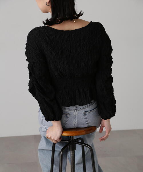 FREE'S MART（フリーズマート）の「前後2WAYぽこぽこブラウスカーディガン（カーディガン/ボレロ・レディース・ライトグリーン/ホワイト/ブラック・FREE）」の8枚目の写真