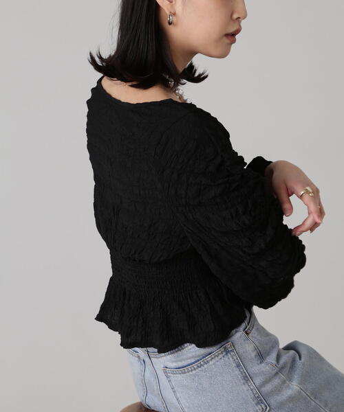 FREE'S MART（フリーズマート）の「前後2WAYぽこぽこブラウスカーディガン（カーディガン/ボレロ・レディース・ライトグリーン/ホワイト/ブラック・FREE）」の9枚目の写真