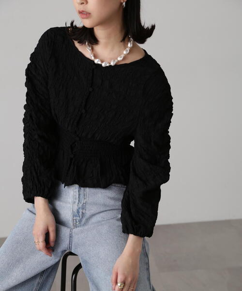 FREE'S MART（フリーズマート）の「前後2WAYぽこぽこブラウスカーディガン（カーディガン/ボレロ・レディース・ライトグリーン/ホワイト/ブラック・FREE）」の11枚目の写真