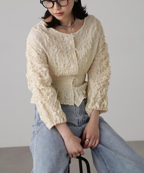 FREE'S MART（フリーズマート）の「前後2WAYぽこぽこブラウスカーディガン（カーディガン/ボレロ・レディース・ライトグリーン/ホワイト/ブラック・FREE）」の17枚目の写真