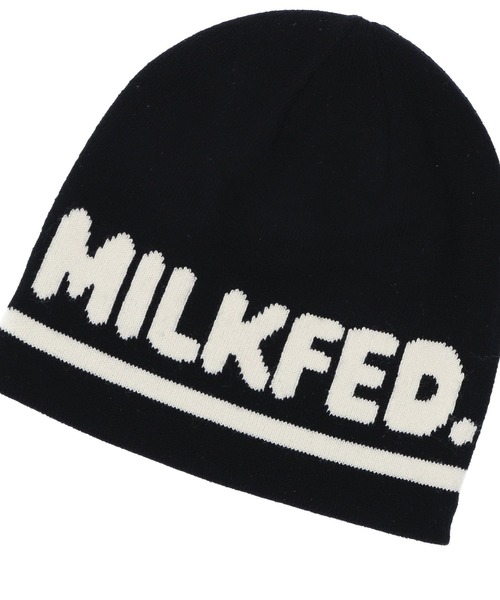 MILKFED.（ミルクフェド）の「LOGO JACQUARD KNIT CAP（ニットキャップ/ビーニー・レディース・ブラック/オフホワイト/レッド・ONE SIZE）」の7枚目の写真