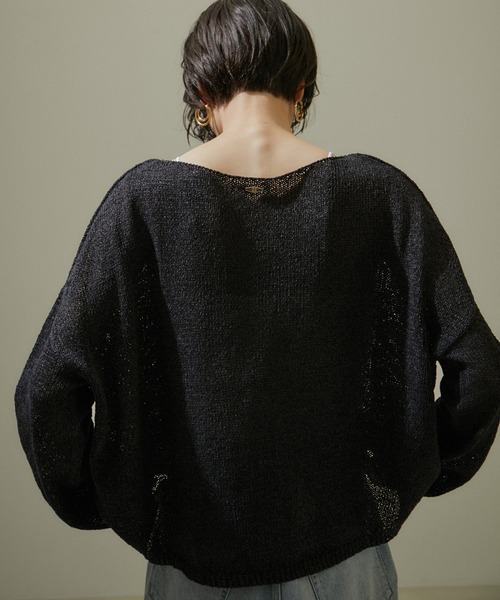 SALON adam et rope'（サロン アダム エ ロペ）の「ペーパーヤーンクロップドプルオーバー【吸水速乾・洗える】（ニット/セーター・レディース・ブラック/ブルー/オフホワイト・FREE）」の18枚目の写真