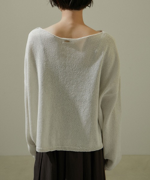 SALON adam et rope'（サロン アダム エ ロペ）の「ペーパーヤーンクロップドプルオーバー【吸水速乾・洗える】（ニット/セーター・レディース・ブラック/ブルー/オフホワイト・FREE）」の15枚目の写真