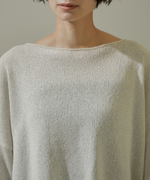 SALON adam et rope'（サロン アダム エ ロペ）の「ペーパーヤーンクロップドプルオーバー【吸水速乾・洗える】（ニット/セーター・レディース・ブラック/ブルー/オフホワイト・FREE）」の16枚目の写真