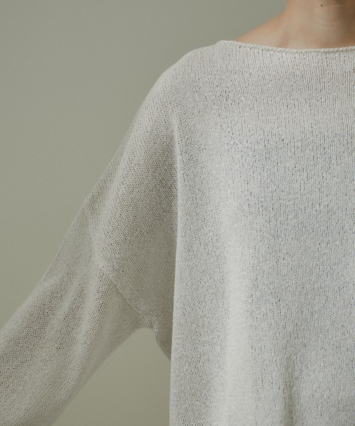 SALON adam et rope'（サロン アダム エ ロペ）の「ペーパーヤーンクロップドプルオーバー【吸水速乾・洗える】（ニット/セーター・レディース・ブラック/ブルー/オフホワイト・FREE）」の5枚目の写真