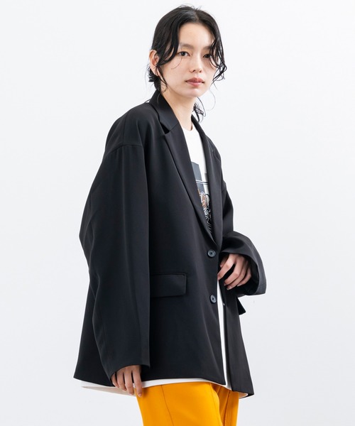 JUNRED（ジュンレッド）の「セットアップ対応 / ドレープダブルクロスオーバージャケット（テーラードジャケット・メンズ・ミント/ブラック/グリーン系その他2・S/L/M）」の2枚目の写真