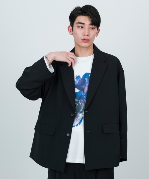 JUNRED（ジュンレッド）の「セットアップ対応 / ドレープダブルクロスオーバージャケット（テーラードジャケット・メンズ・ミント/ブラック/グリーン系その他2・S/L/M）」の4枚目の写真