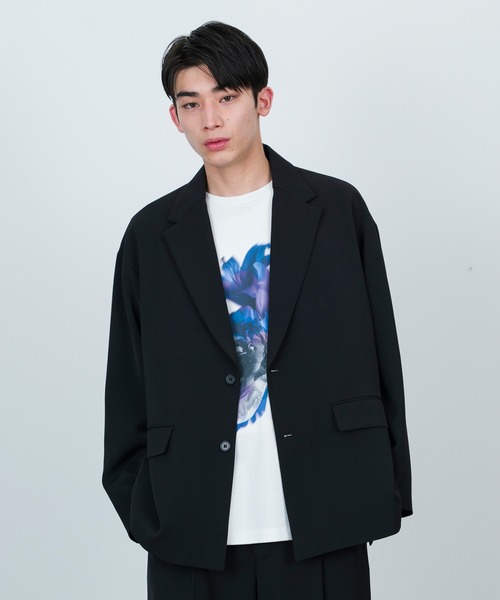 JUNRED（ジュンレッド）の「セットアップ対応 / ドレープダブルクロスオーバージャケット（テーラードジャケット・メンズ・ミント/ブラック/グリーン系その他2・S/L/M）」の5枚目の写真