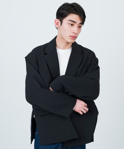 JUNRED（ジュンレッド）の「セットアップ対応 / ドレープダブルクロスオーバージャケット（テーラードジャケット・メンズ・ミント/ブラック/グリーン系その他2・S/L/M）」の7枚目の写真