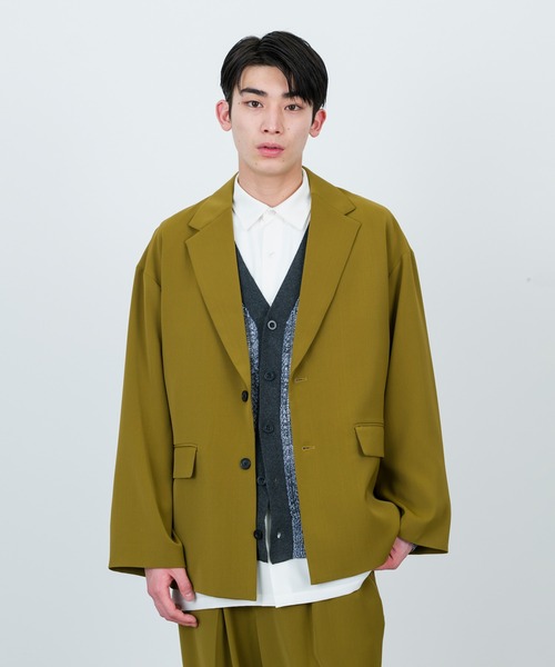 JUNRED（ジュンレッド）の「セットアップ対応 / ドレープダブルクロスオーバージャケット（テーラードジャケット・メンズ・ミント/ブラック/グリーン系その他2・S/L/M）」の9枚目の写真