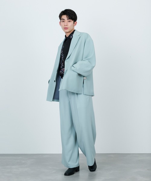 JUNRED（ジュンレッド）の「セットアップ対応 / ドレープダブルクロスオーバージャケット（テーラードジャケット・メンズ・ミント/ブラック/グリーン系その他2・S/L/M）」の19枚目の写真