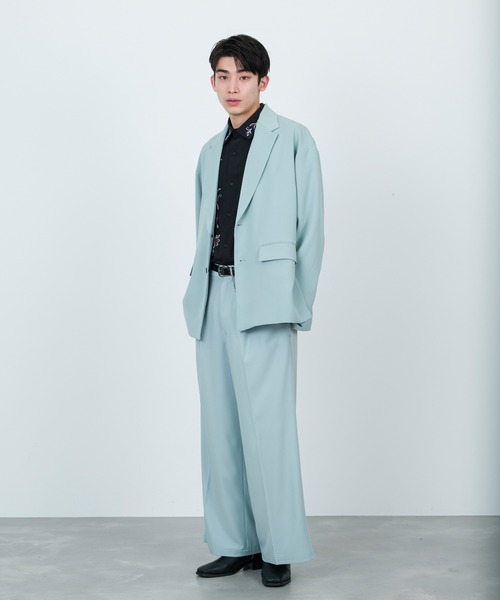 JUNRED（ジュンレッド）の「セットアップ対応 / ドレープダブルクロスオーバージャケット（テーラードジャケット・メンズ・ミント/ブラック/グリーン系その他2・S/L/M）」の20枚目の写真