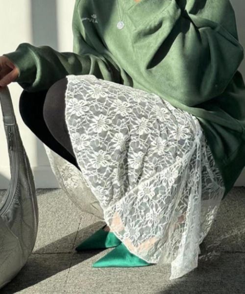 GEMEDA(ジェメダ)の「レイヤードレーススカート(スカート・レディース・ホワイト/ブラック・M)」の14枚目の写真