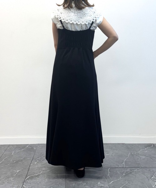 INTERPLANET（インタープラネット）の「カットジョーゼット前スリットキャミワンピース（ワンピース・レディース・グレイッシュベージュ/ブラック・FREE）」の9枚目の写真