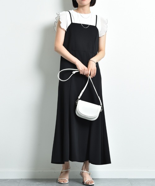 INTERPLANET（インタープラネット）の「カットジョーゼット前スリットキャミワンピース（ワンピース・レディース・グレイッシュベージュ/ブラック・FREE）」の16枚目の写真