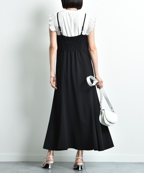 INTERPLANET（インタープラネット）の「カットジョーゼット前スリットキャミワンピース（ワンピース・レディース・グレイッシュベージュ/ブラック・FREE）」の18枚目の写真