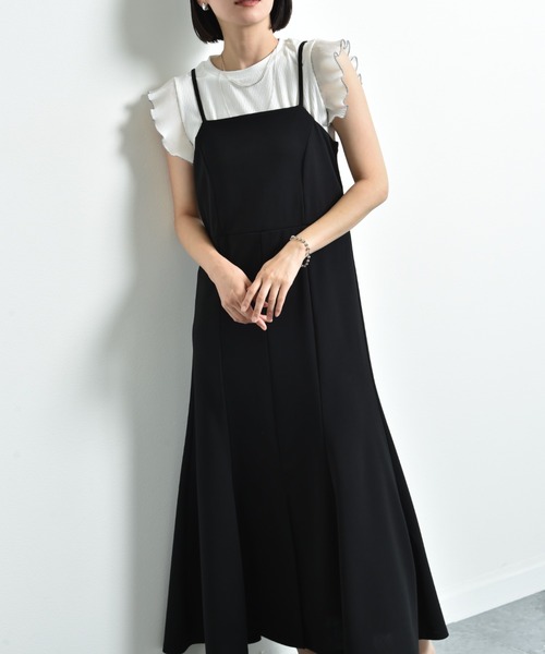 INTERPLANET（インタープラネット）の「カットジョーゼット前スリットキャミワンピース（ワンピース・レディース・グレイッシュベージュ/ブラック・FREE）」の21枚目の写真