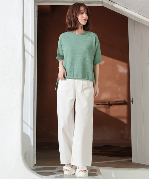 Honeys（ハニーズ）の「デニムワイドパンツ（デニムパンツ・レディース・ホワイト/ライトブルー/ブルー系その他・SS/LL/L/M/S）」の4枚目の写真