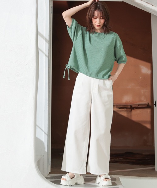 Honeys（ハニーズ）の「デニムワイドパンツ（デニムパンツ・レディース・ホワイト/ライトブルー/ブルー系その他・SS/LL/L/M/S）」の5枚目の写真