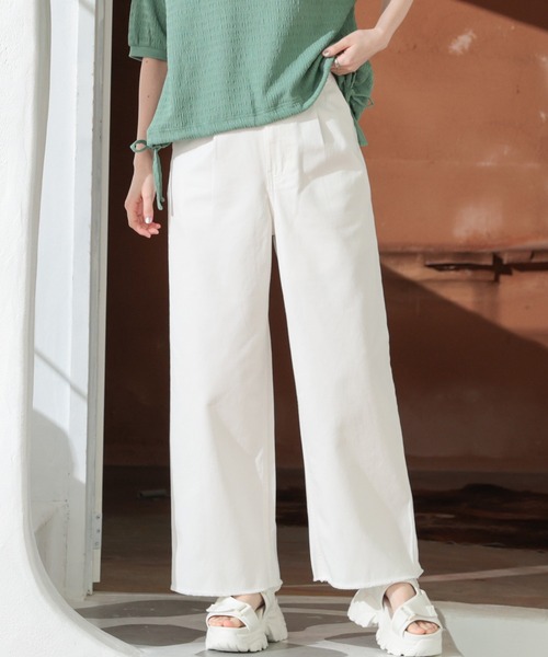 Honeys（ハニーズ）の「デニムワイドパンツ（デニムパンツ・レディース・ホワイト/ライトブルー/ブルー系その他・SS/LL/L/M/S）」の6枚目の写真