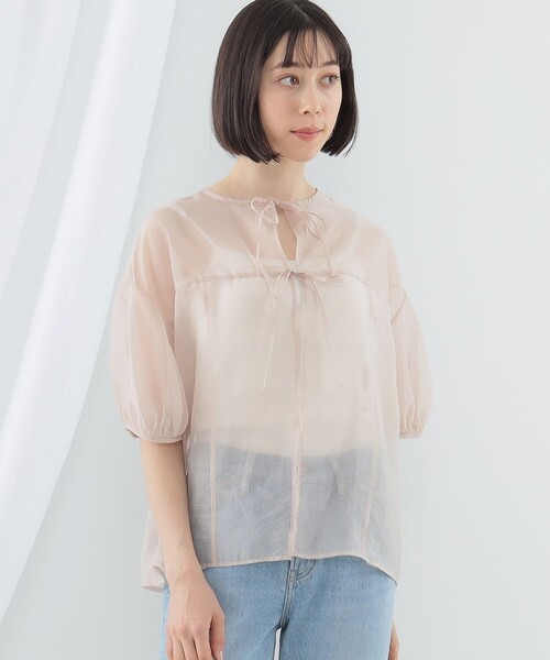 Ray BEAMS（レイビームス）の「Ray BEAMS / オーガンジー パフスリーブ ブラウス（シャツ/ブラウス・レディース・サックスブルー/ブラック/ベージュ・ONE SIZE）」の3枚目の写真