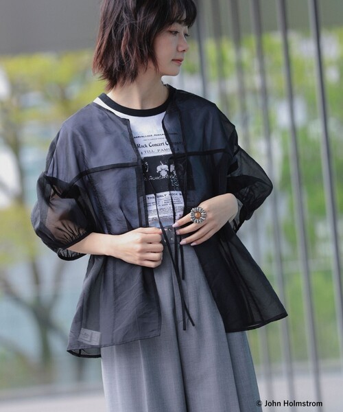 Ray BEAMS（レイビームス）の「Ray BEAMS / オーガンジー パフスリーブ ブラウス（シャツ/ブラウス・レディース・サックスブルー/ブラック/ベージュ・ONE SIZE）」の16枚目の写真