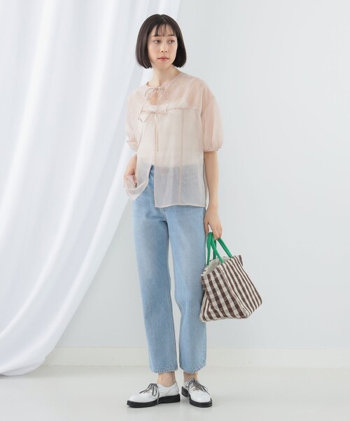 Ray BEAMS（レイビームス）の「Ray BEAMS / オーガンジー パフスリーブ ブラウス（シャツ/ブラウス・レディース・サックスブルー/ブラック/ベージュ・ONE SIZE）」の8枚目の写真