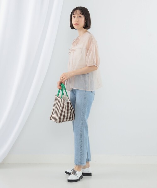 Ray BEAMS（レイビームス）の「Ray BEAMS / オーガンジー パフスリーブ ブラウス（シャツ/ブラウス・レディース・サックスブルー/ブラック/ベージュ・ONE SIZE）」の9枚目の写真