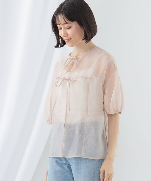 Ray BEAMS（レイビームス）の「Ray BEAMS / オーガンジー パフスリーブ ブラウス（シャツ/ブラウス・レディース・サックスブルー/ブラック/ベージュ・ONE SIZE）」の12枚目の写真