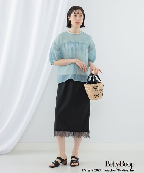 Ray BEAMS（レイビームス）の「Ray BEAMS / オーガンジー パフスリーブ ブラウス（シャツ/ブラウス・レディース・サックスブルー/ブラック/ベージュ・ONE SIZE）」の4枚目の写真