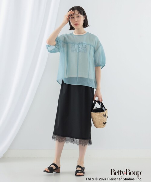 Ray BEAMS（レイビームス）の「Ray BEAMS / オーガンジー パフスリーブ ブラウス（シャツ/ブラウス・レディース・サックスブルー/ブラック/ベージュ・ONE SIZE）」の5枚目の写真