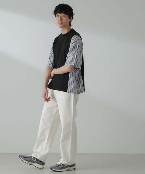 NANO universe（ナノユニバース）の「切り替えパターンTシャツ 半袖(セットアップ可）（Tシャツ/カットソー・メンズ・ネイビー/カーキ/ブラック/グレー・M/L）」の9枚目の写真