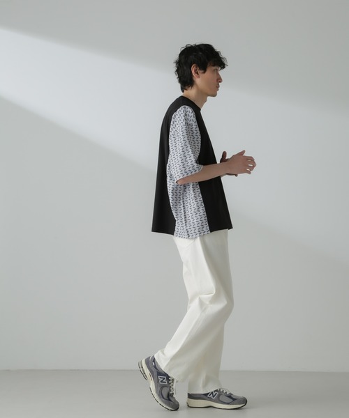 NANO universe（ナノユニバース）の「切り替えパターンTシャツ 半袖(セットアップ可）（Tシャツ/カットソー・メンズ・ネイビー/カーキ/ブラック/グレー・M/L）」の8枚目の写真