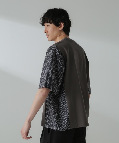 NANO universe（ナノユニバース）の「切り替えパターンTシャツ 半袖(セットアップ可）（Tシャツ/カットソー・メンズ・ネイビー/カーキ/ブラック/グレー・M/L）」の5枚目の写真