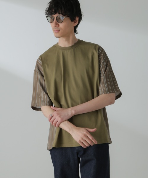 NANO universe（ナノユニバース）の「切り替えパターンTシャツ 半袖(セットアップ可）（Tシャツ/カットソー・メンズ・ネイビー/カーキ/ブラック/グレー・M/L）」の22枚目の写真