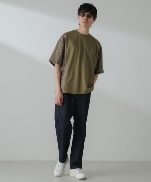 NANO universe（ナノユニバース）の「切り替えパターンTシャツ 半袖(セットアップ可）（Tシャツ/カットソー・メンズ・ネイビー/カーキ/ブラック/グレー・M/L）」の20枚目の写真