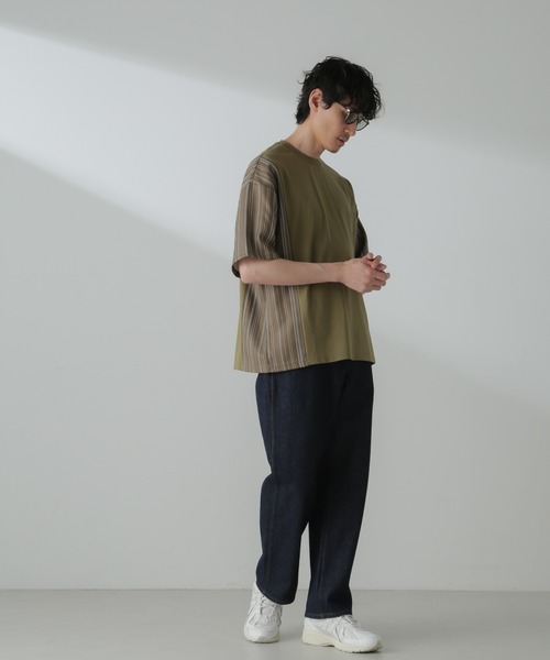 NANO universe（ナノユニバース）の「切り替えパターンTシャツ 半袖(セットアップ可）（Tシャツ/カットソー・メンズ・ネイビー/カーキ/ブラック/グレー・M/L）」の19枚目の写真