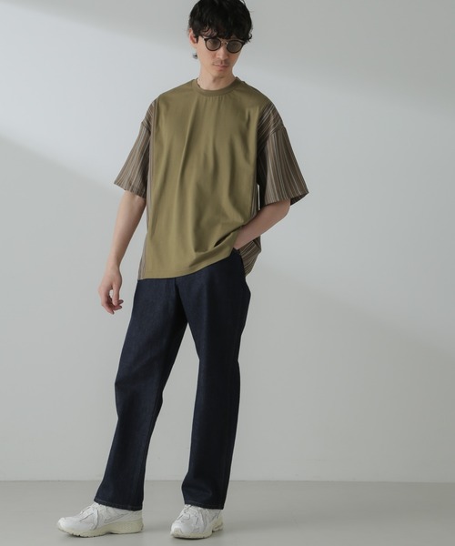 NANO universe（ナノユニバース）の「切り替えパターンTシャツ 半袖(セットアップ可）（Tシャツ/カットソー・メンズ・ネイビー/カーキ/ブラック/グレー・M/L）」の18枚目の写真