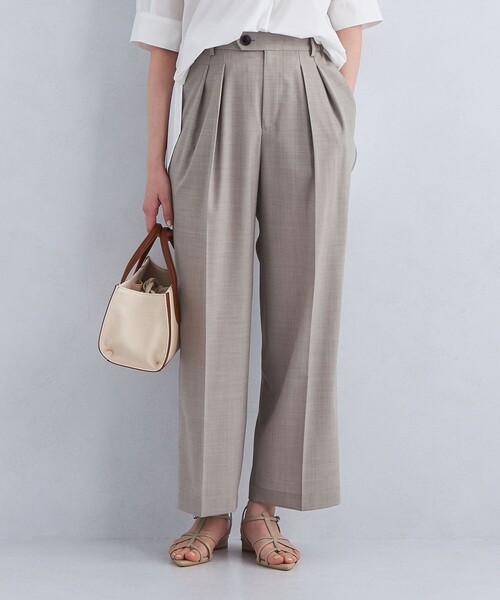 green label relaxing（グリーンレーベルリラクシング）の「［size SHORTあり］キチントボトムス コンフィ ワイド パンツ（スラックス・レディース・ダークブラウン/ライトグレー/ダークグレー・SHORT/40/38/36）」の8枚目の写真