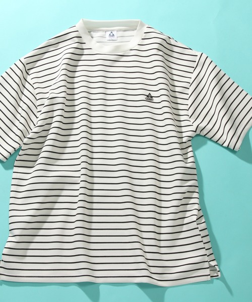 GERRY(ジェリー)の「【GERRY/ジェリー】冷感ポンチ ボーダーサイドスリット ショートスリーブシャツ(Tシャツ/カットソー・メンズ・ホワイト/ブラック・LL/M/L)」の2枚目の写真