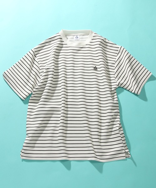 GERRY(ジェリー)の「【GERRY/ジェリー】冷感ポンチ ボーダーサイドスリット ショートスリーブシャツ(Tシャツ/カットソー・メンズ・ホワイト/ブラック・LL/M/L)」の5枚目の写真